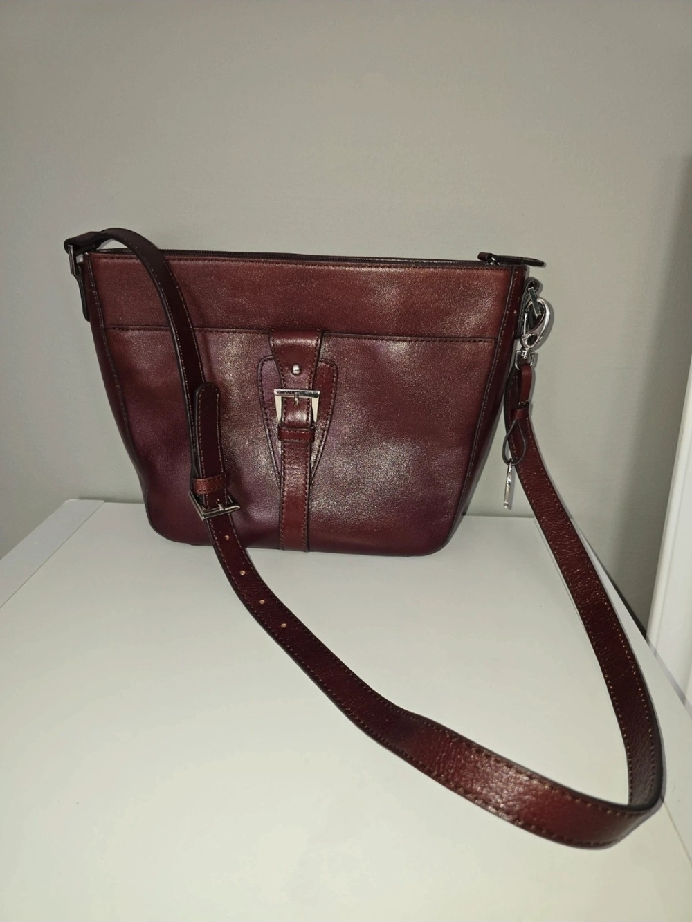 Etienne Aigner Deep Burgundy Leather Shoulder Bag